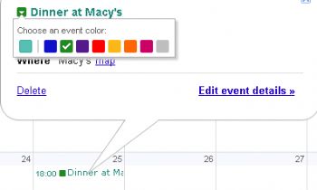 Google Calendar permite especificar colores para cada evento
