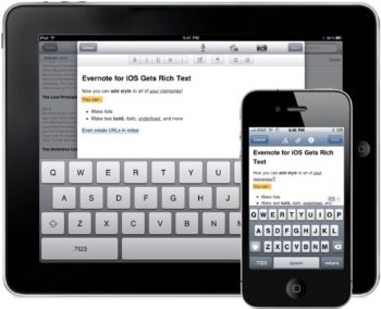 Evernote actualiza su app para iOS con soporte para texto enriquecido