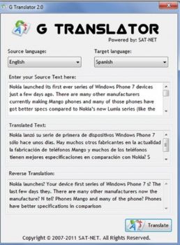 Traducción gratis a 50 idiomas con G Translator