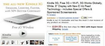 Kindle 3G con publicidad baja el precio a los 164 dólares
