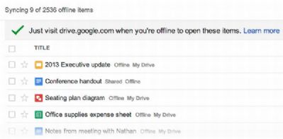 Google Drive permite trabajar desconectados con documentos y hojas de cálculo